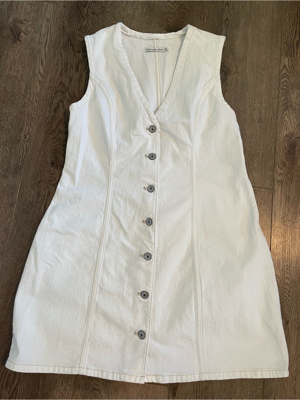 Abercrombie and Fitch Petite Large White Denim Mini Dress Western Cowgirl